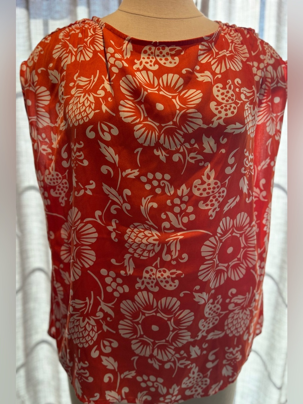 Wonderly Orange Floral Sleeveless Blouse